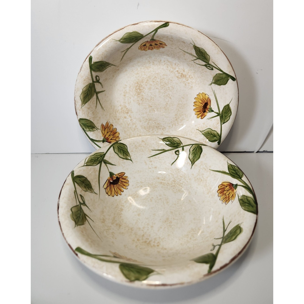 Canterbury Potteries Tuscan Fields Hand Painted Salad Soup Bowls Set Of 2